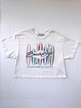 Anthropologie LETLUV Beach Boys Surfin’ USA Graphic Crop Tee Small